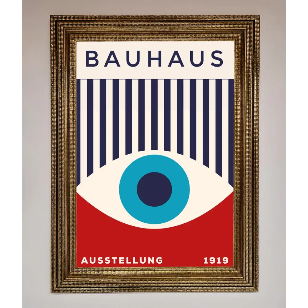 Bauhaus Red And Blue Eye Framed Wall Art - A3 (29.7 x 42 cm) / Ornate Gold - Framed Print