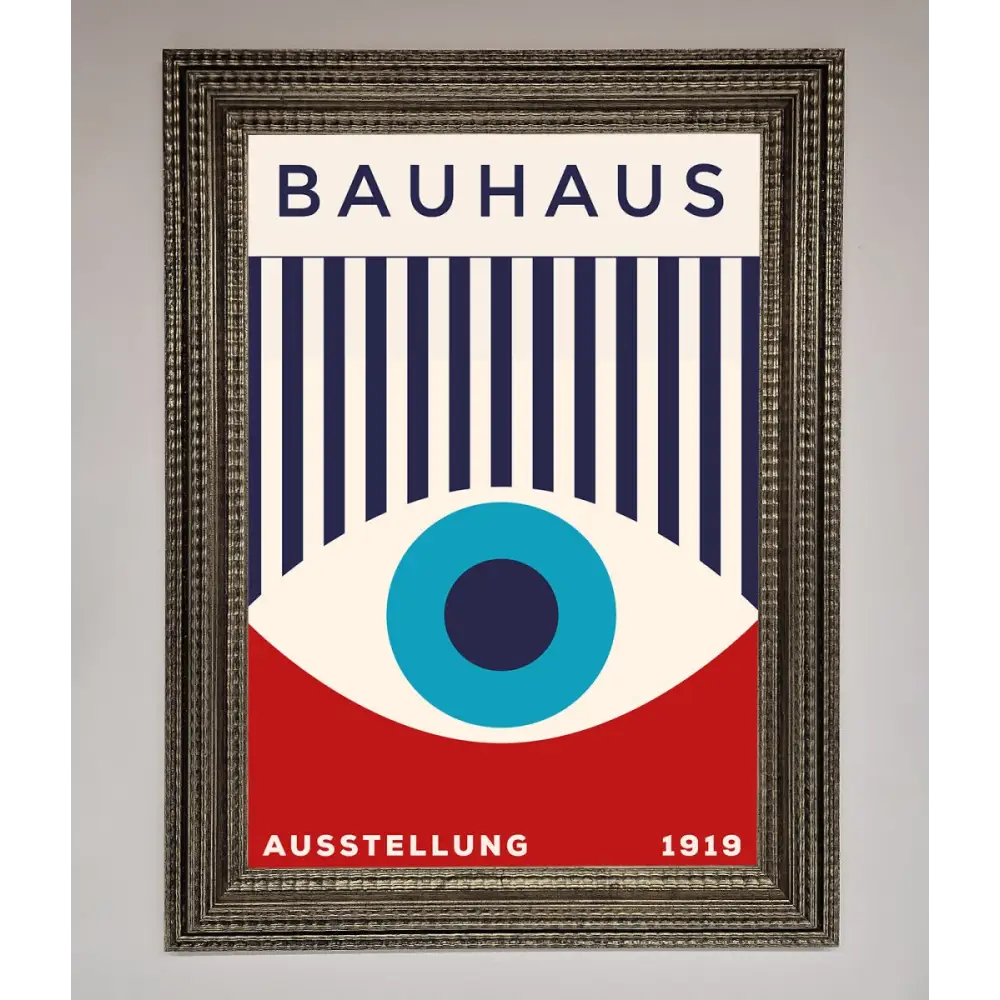 Bauhaus Red And Blue Eye Framed Wall Art - A3 (29.7 x 42 cm) / Ornate Silver - Framed Print