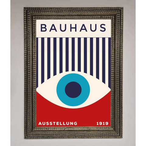 Bauhaus Red And Blue Eye Framed Wall Art - A3 (29.7 x 42 cm) / Ornate Silver - Framed Print