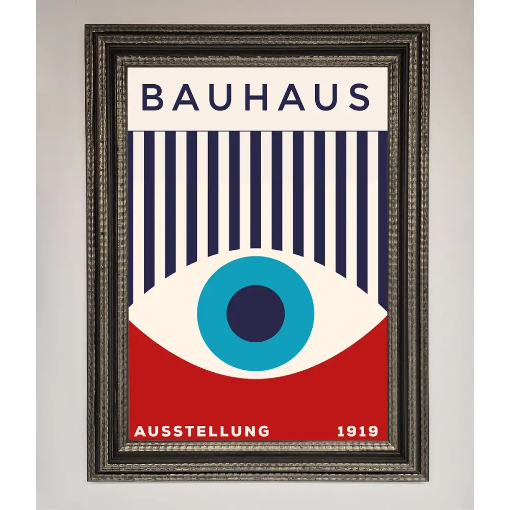 Bauhaus Red And Blue Eye Framed Wall Art - A3 (29.7 x 42 cm) / Ornate Silver Black - Framed Print
