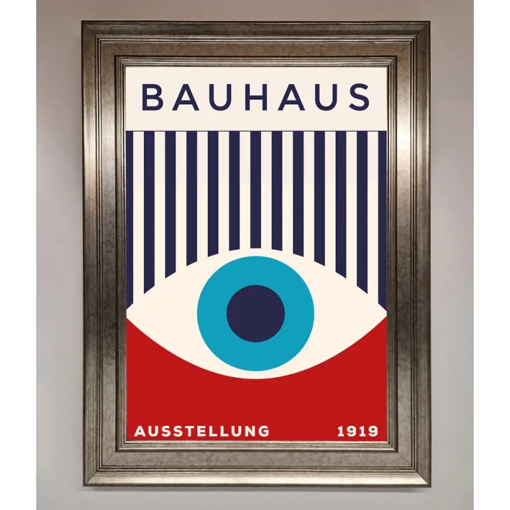 Bauhaus Red And Blue Eye Framed Wall Art - A3 (29.7 x 42 cm) / Silver - Framed Print