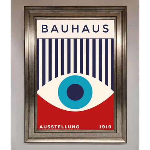 Bauhaus Red And Blue Eye Framed Wall Art - A3 (29.7 x 42 cm) / Silver - Framed Print
