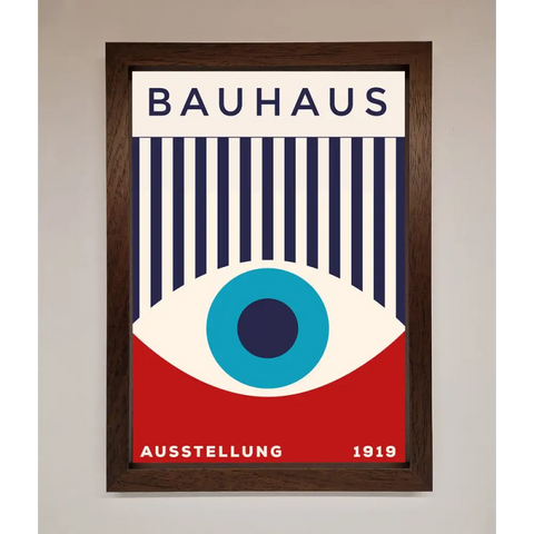 Bauhaus Red And Blue Eye Framed Wall Art - A3 (29.7 x 42 cm) / Walnut - Framed Print
