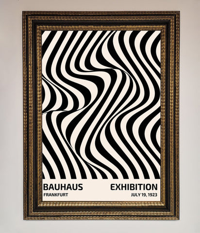 Bauhaus Wavy Black Lines Framed Poster