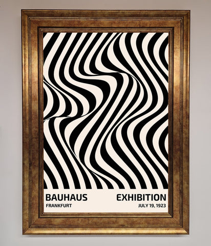 Bauhaus Wavy Black Lines Framed Poster
