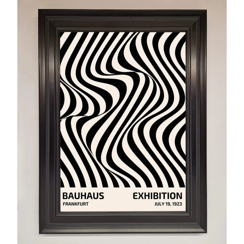 Bauhaus Wavy Black Lines Framed Poster - A3 (29.7 x 42 cm) / Matt Black - Framed Print