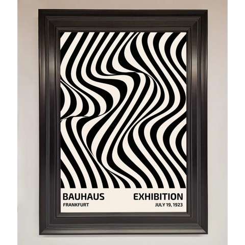 Bauhaus Wavy Black Lines Framed Poster - A3 (29.7 x 42 cm) / Matt Black - Framed Print