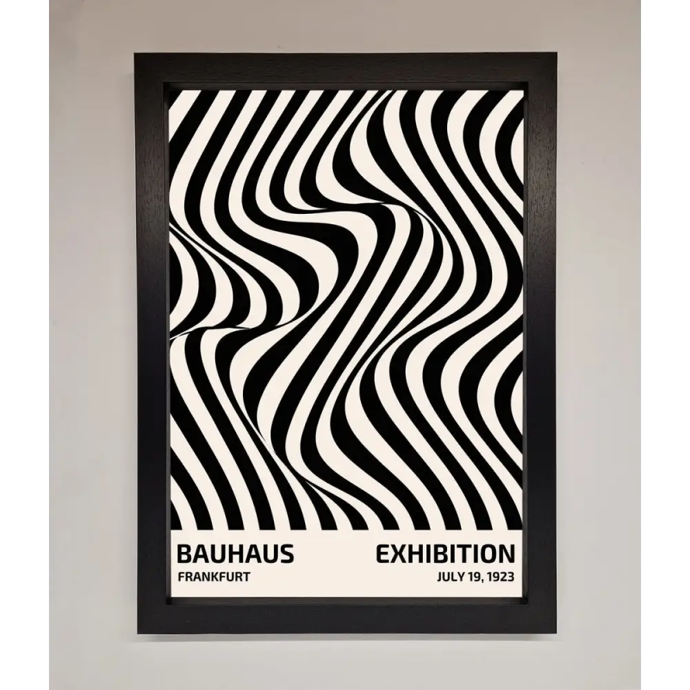 Bauhaus Wavy Black Lines Framed Poster - A3 (29.7 x 42 cm) / Black - Framed Print