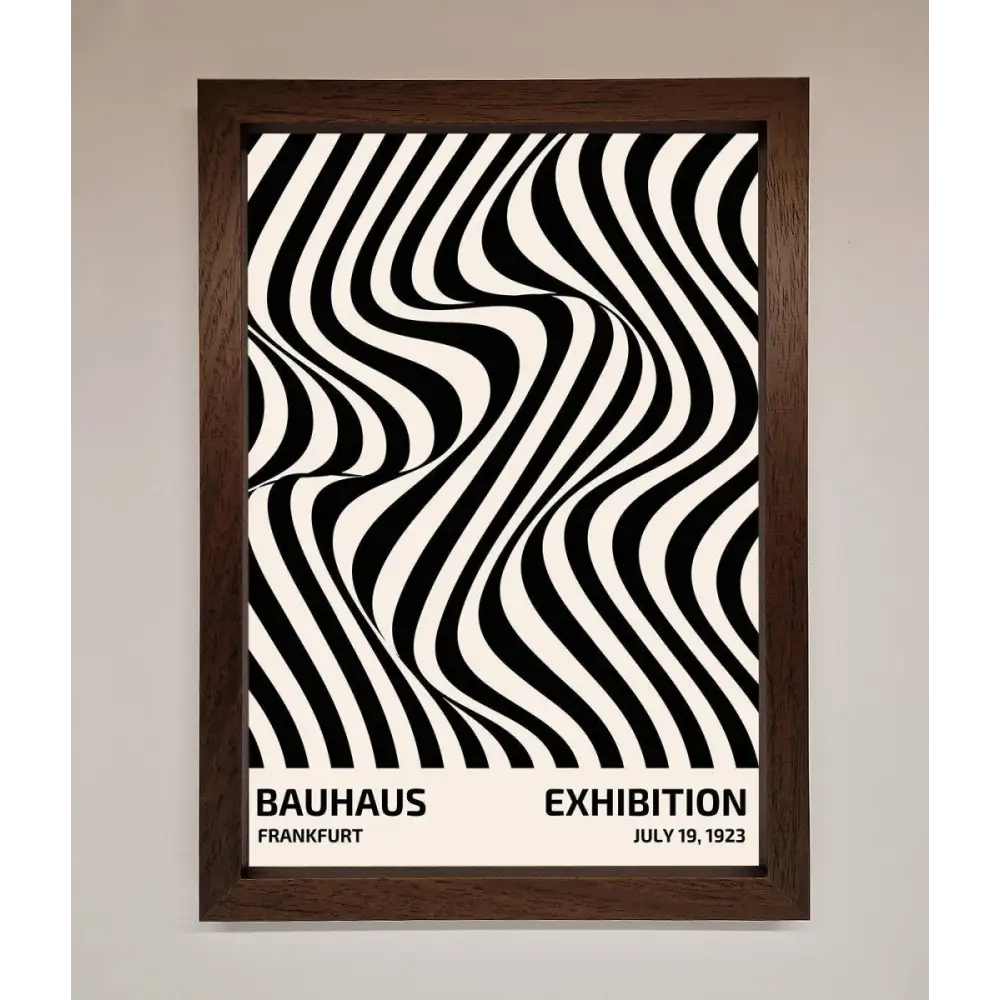 Bauhaus Wavy Black Lines Framed Poster - A3 (29.7 x 42 cm) / Walnut - Framed Print