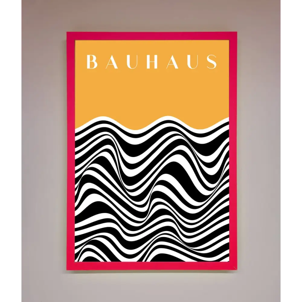 Bauhaus Yellow Framed Poster - A3 (29.7 x 42 cm) / Neon Pink - Framed Print
