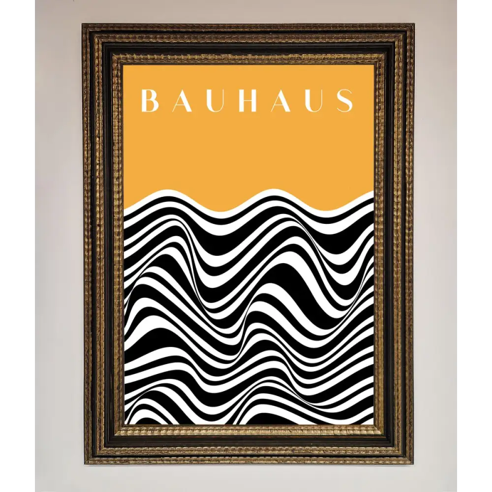 Bauhaus Yellow Framed Poster - A3 (29.7 x 42 cm) / Ornate Gold Black - Framed Print