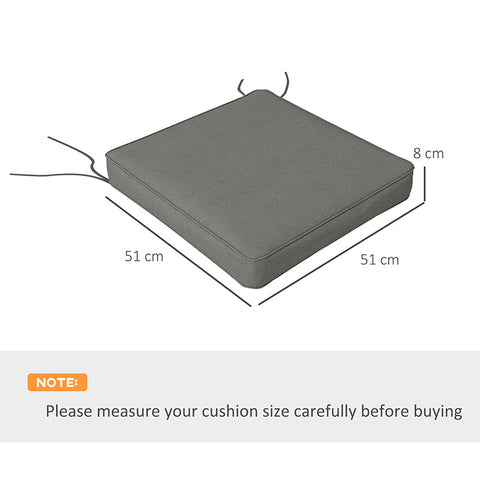 Outsunny 4-Piece Seat Cushions Pillow Replacement, Patio Chair Cushions Set with Ties for Indoor Outdoor, Charcoal Grey