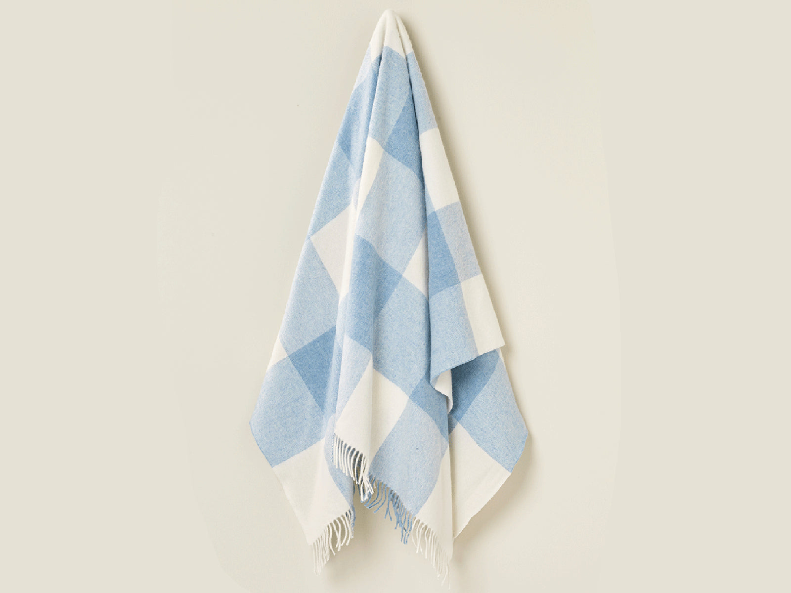 Pastel Block Check Merino Lambswool Throw - Aqua