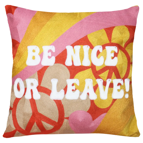 Be Nice or Leave Needlepoint Cushion - Cushion