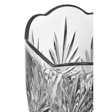 Beaufort crystal scalloped vase clear with intricate cut-glass patterns and elegant scalloped top design