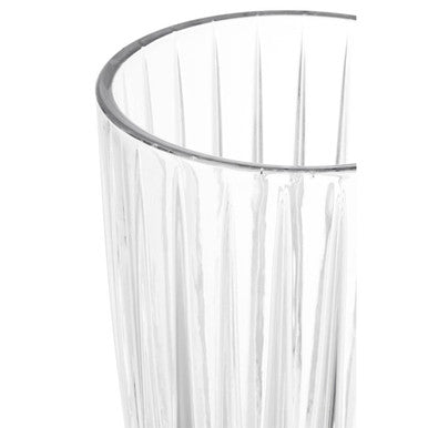 Clear glass beaufort crystal vase with vertical ridges and smooth rounded rim perfect for elegant decor