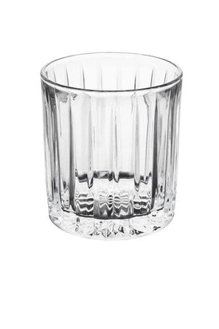 Clear glass crystal large tumbler from beaufort set with vertical ridges and faceted base perfect for drinks