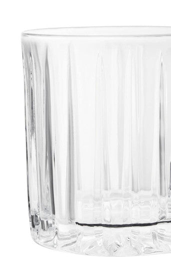 Clear glass crystal large tumbler from beaufort set with vertical ridges and textured base for stylish drinking