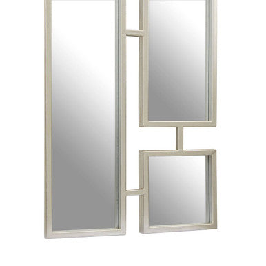 Beauly silver multi frame mirror with a silver multi frame and modern asymmetrical geometric design featuring three rectangles