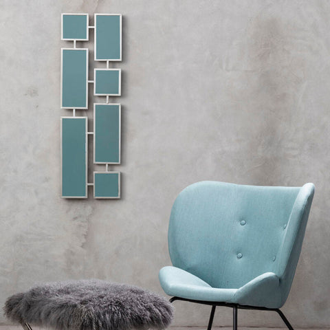 Beauly silver multi frame mirror with modern teal geometric multi frame mirror and white silver multi frame design