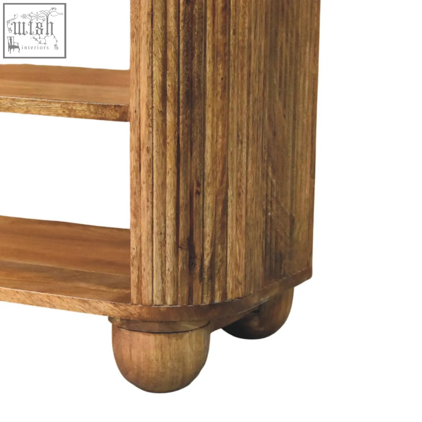 Rustic beaumont marble shoe bench with marble-effect solid mango wood and vertical fluted panels in warm tones