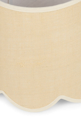 Beige linen lampshade with scalloped edge and cream trim perfect for a beautifully sweet scallop lampshade look