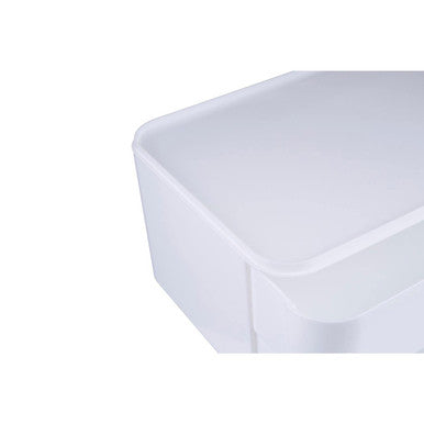 White plastic beauty 2 drawer cosmetics organiser with rounded corners and a smooth glossy finish