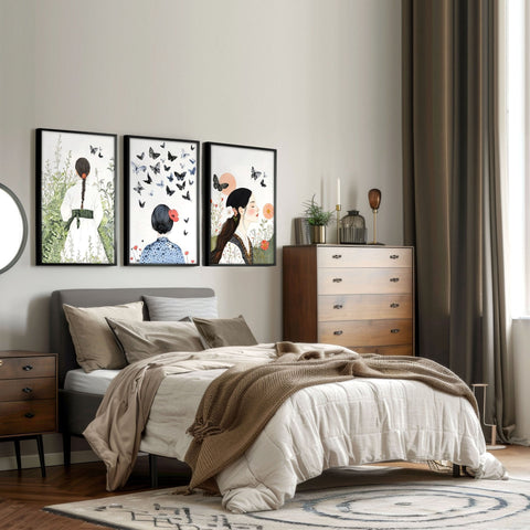 Bedroom Wall Art Decor | Set of 3 Wall art Prints