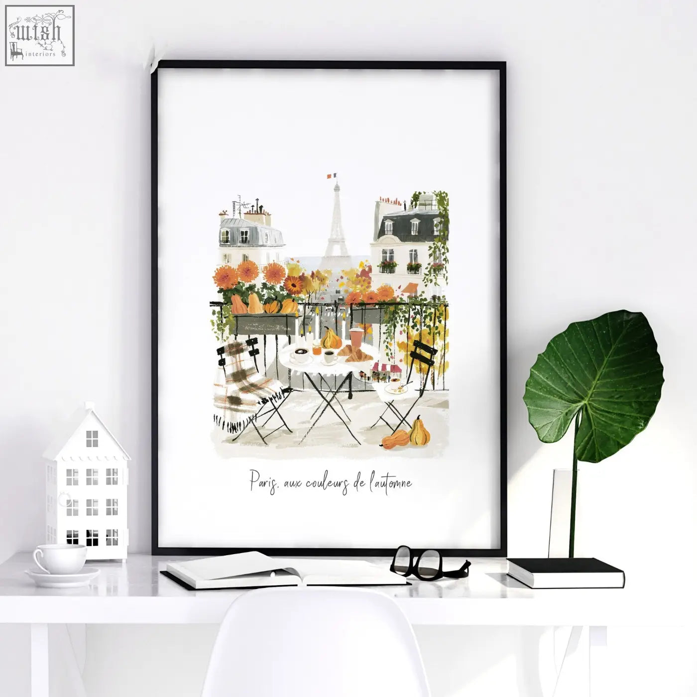 A framed parisian autumn travel art with orange flowers and eiffel tower perfect for bedroom wall pictures set of 3