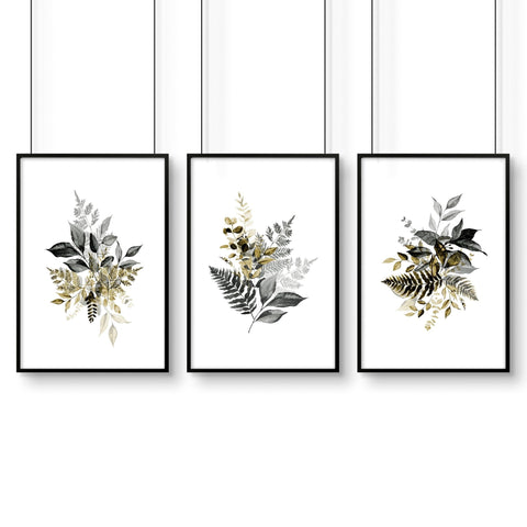 Grey paintings for bedroom | set of 3 wall art prints