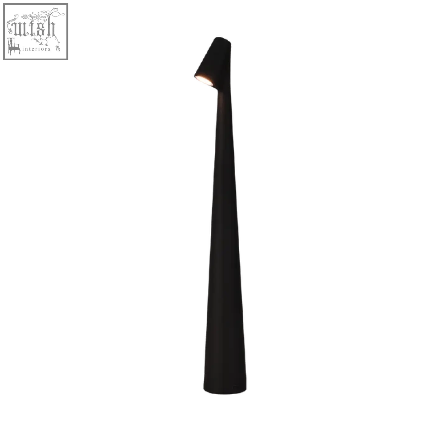 Black modern design table lamp with sleek tapered shape and warm light perfect for bedrooms and living rooms minimal space