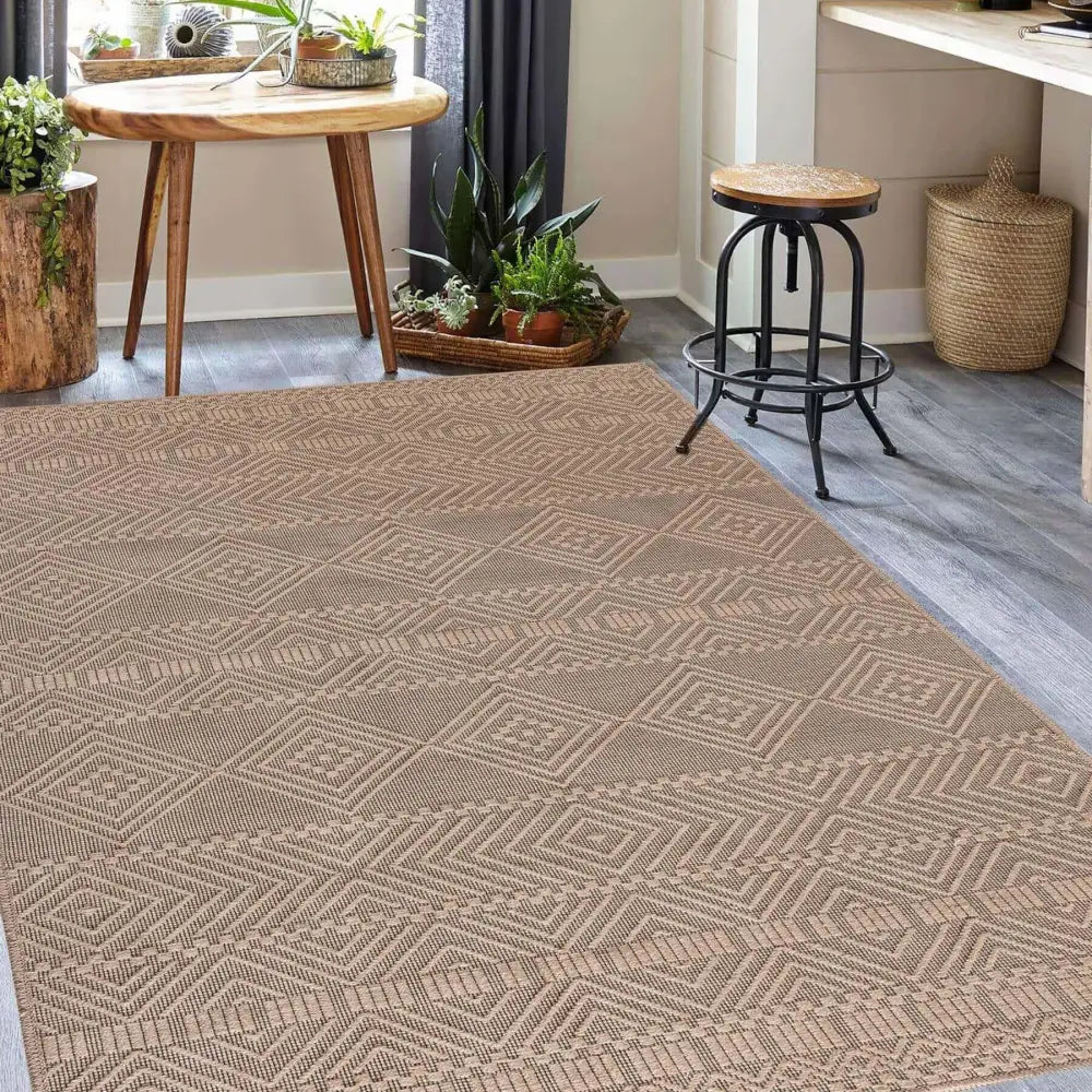 Beige Jute Looking Washable Rugs - 120X170 cm / AZTEC - Rugs