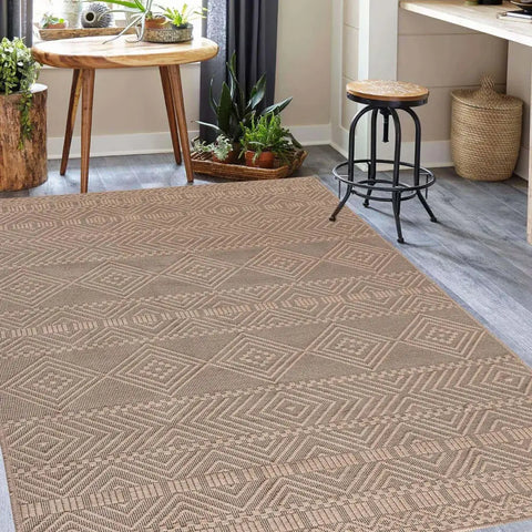 Beige Jute Looking Washable Rugs - 120X170 cm / AZTEC - Rugs