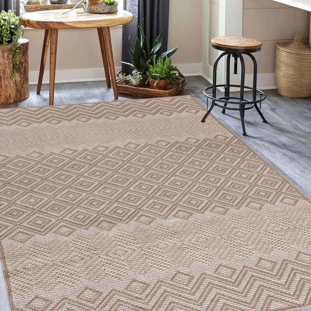 Beige Jute Looking Washable Rugs - 120X170 cm / DIAMONDS - Rugs