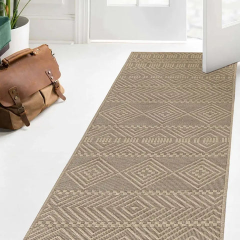 Beige Jute Looking Washable Rugs - 60X180 cm / AZTEC - Rugs
