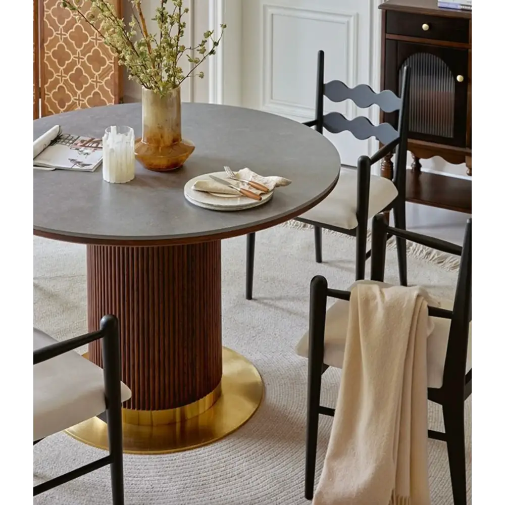 Bek Round Dining Table, Brown｜ DC Concept