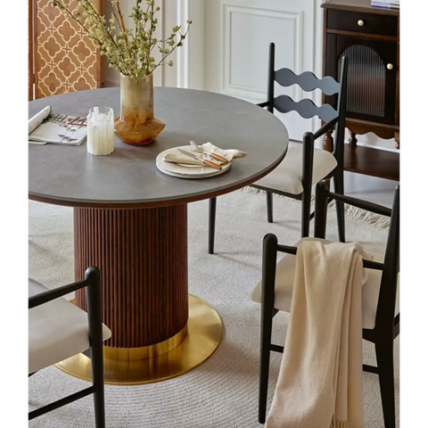 Bek Round Dining Table, Brown｜ DC Concept