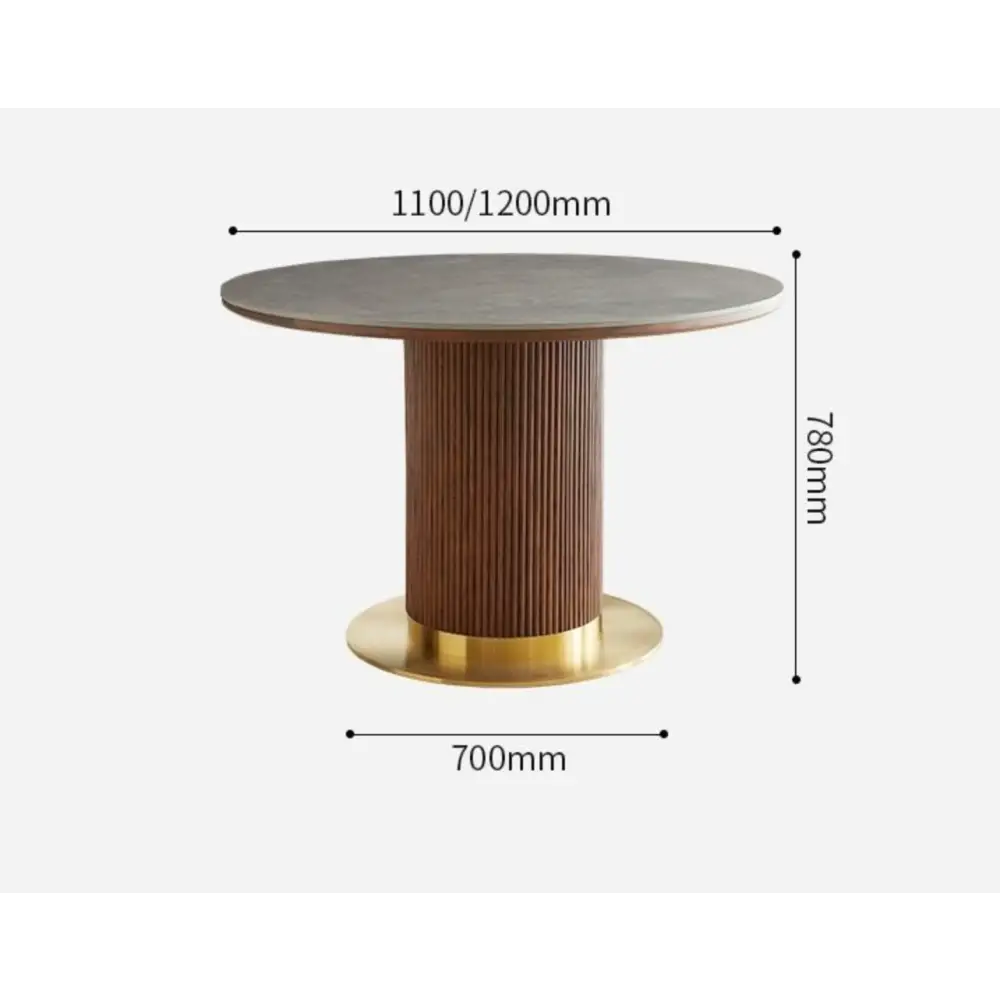 Bek Round Dining Table, Brown｜ DC Concept