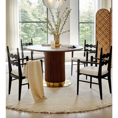 Bek Round Dining Table, Brown｜ DC Concept