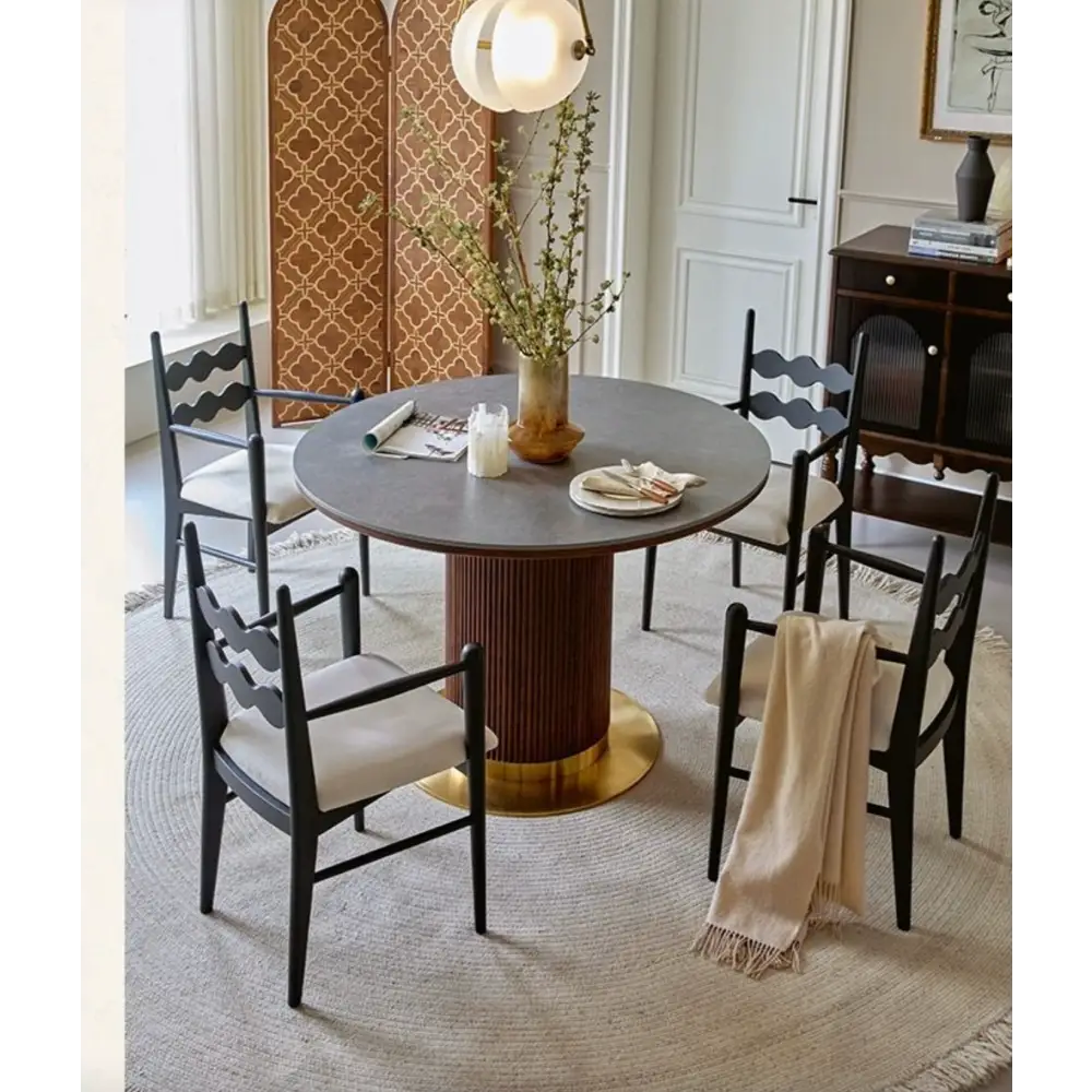 Bek Round Dining Table, Brown｜ DC Concept