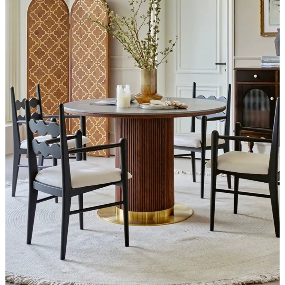 Bek Round Dining Table, Brown｜ DC Concept