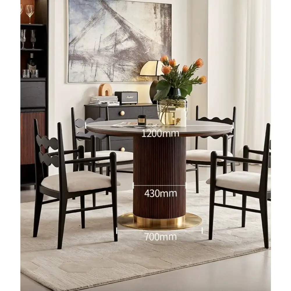 Bek Round Dining Table, Brown｜ DC Concept