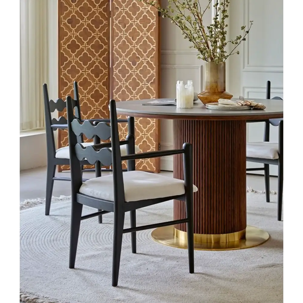 Bek Round Dining Table, Brown｜ DC Concept