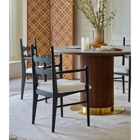 Bek Round Dining Table, Brown｜ DC Concept