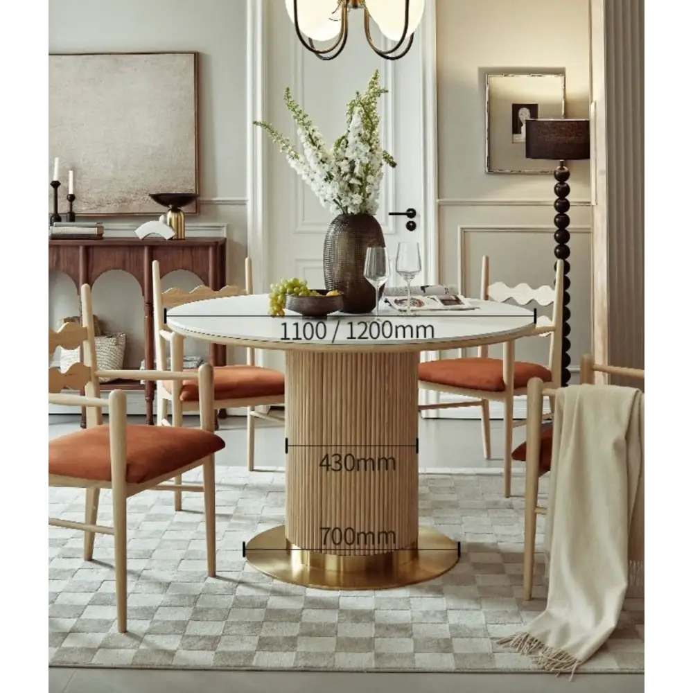 Bek Round Dining Table, White｜ DC Concept