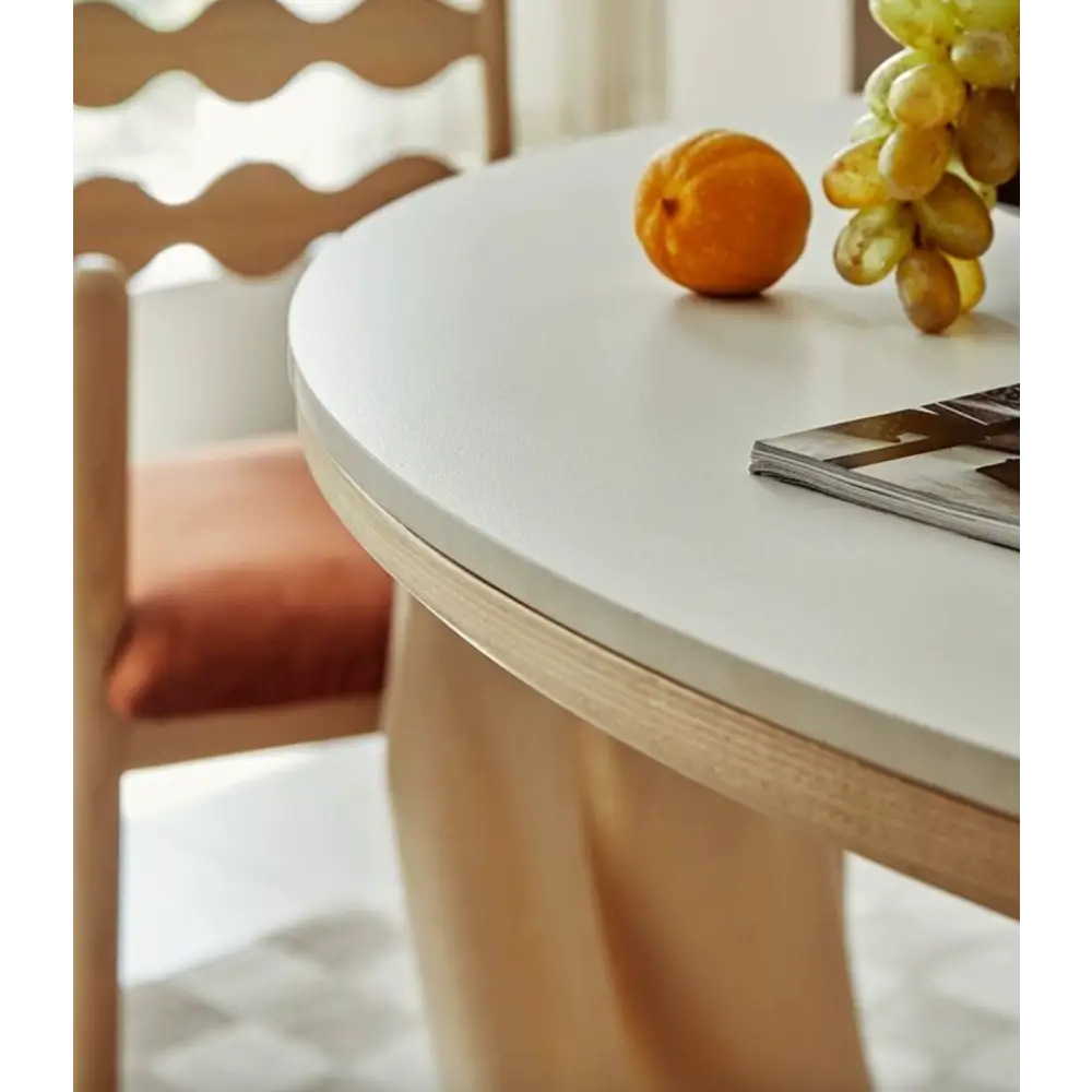 Bek Round Dining Table, White｜ DC Concept