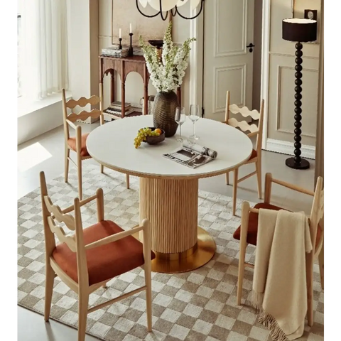 Bek Round Dining Table, White｜ DC Concept