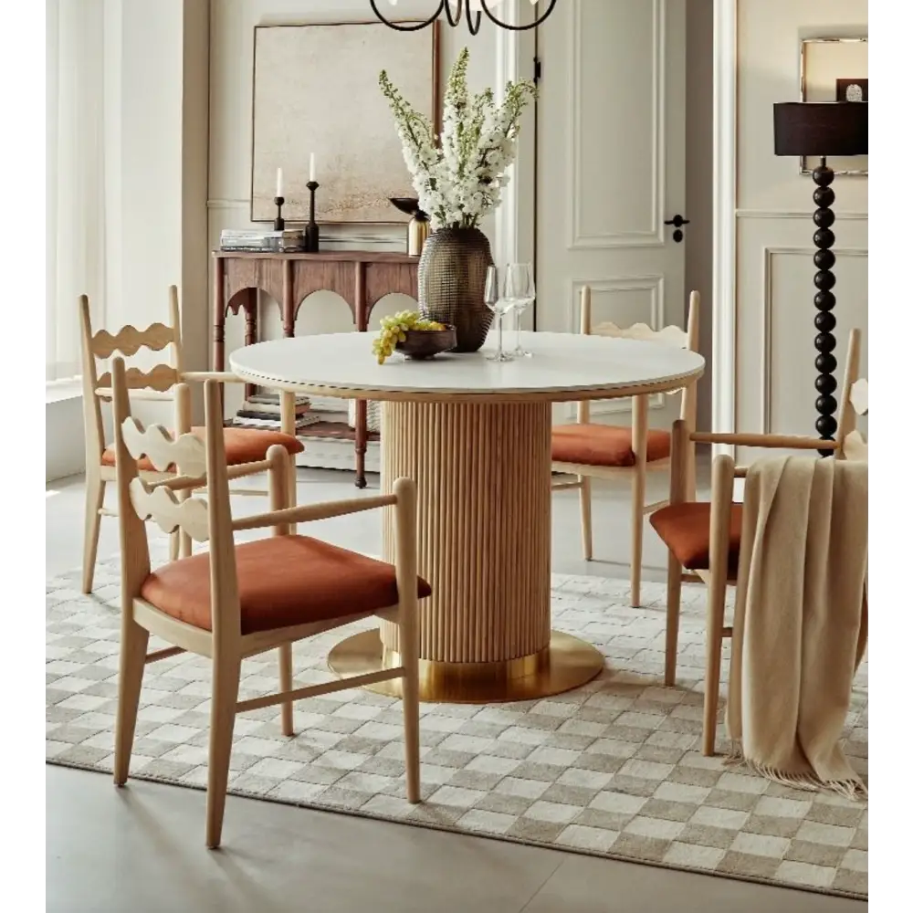 Bek Round Dining Table, White｜ DC Concept