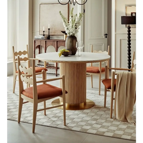 Bek Round Dining Table, White｜ DC Concept