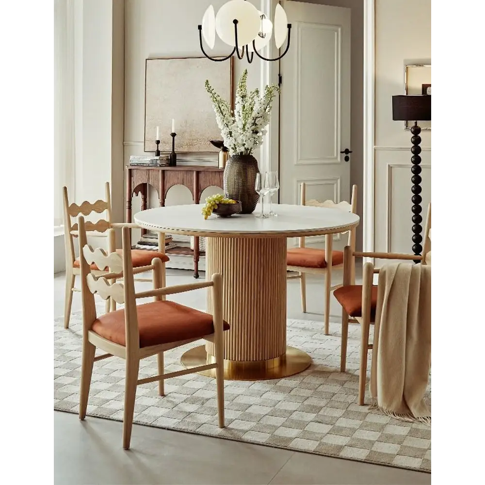 Bek Round Dining Table, White｜ DC Concept